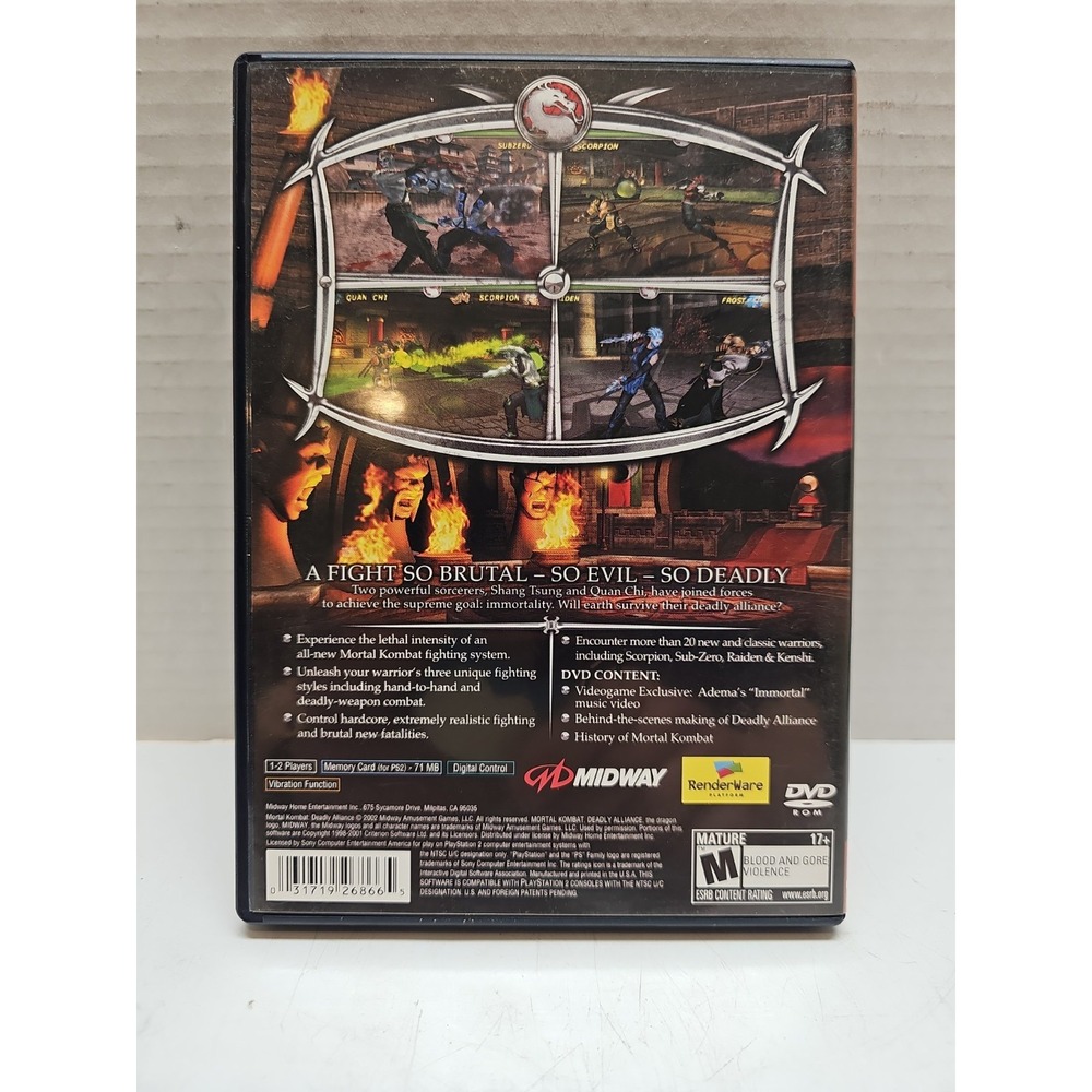 Mortal Kombat Deadly Alliance Sony PlayStation 2 PS2 Complete, Untested - Picture 2 of 4